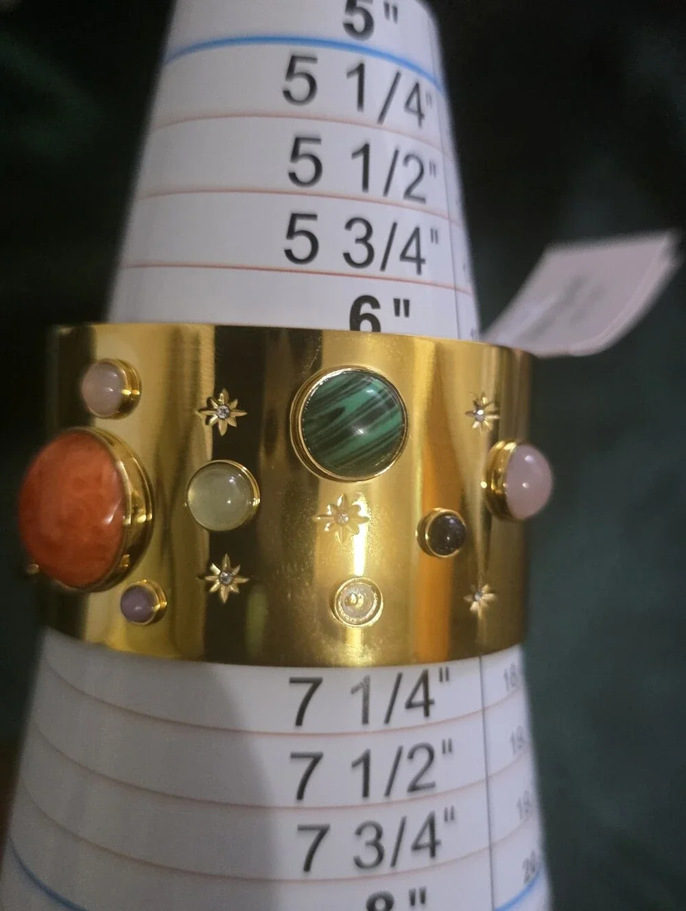 kate spade Gold Multistone Cuff Bracelet with Green, Coral and Pink Accents